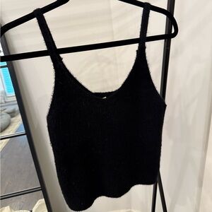 Black Fuzzy Knit Tank Top